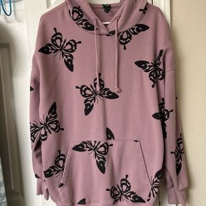 wild fable Mauve Butterfly Print Hooded Sweater